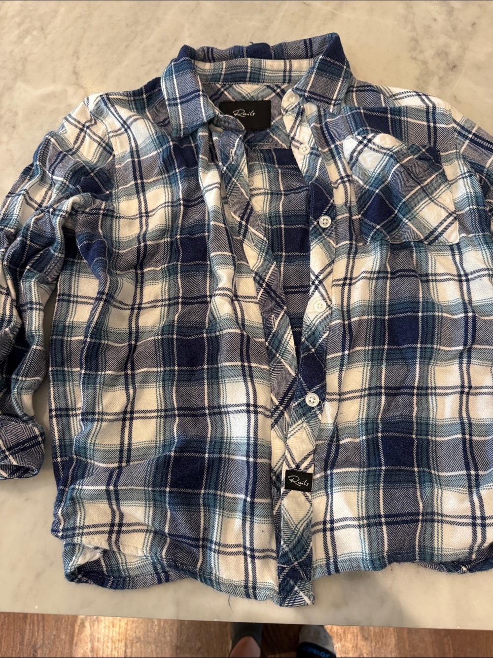 Rails Blue and White Plaid Button-Down Shirt